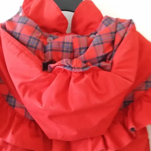 Rothschild Red Winter Dress Coat Girl Plaid Trim 7 - Picture 7 of 8